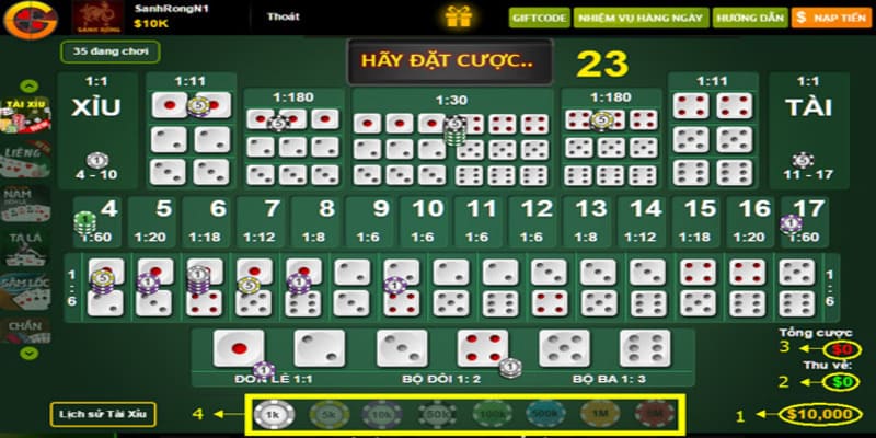 luật chơi tài xỉu